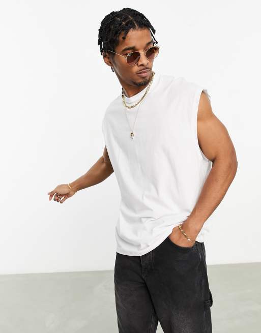 Bershka worker oversized vest in white