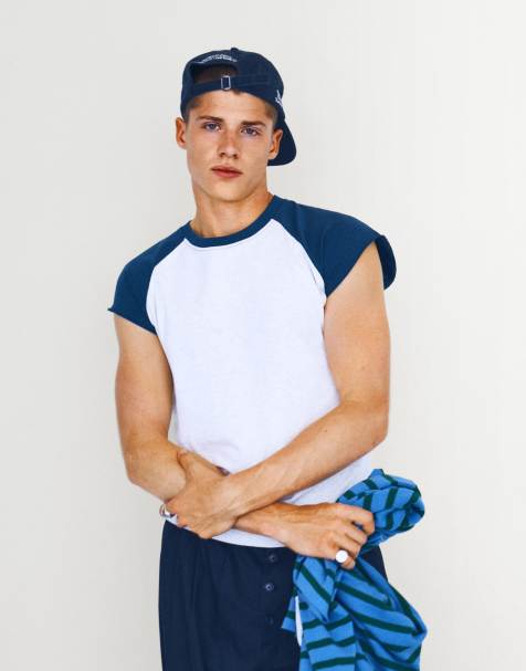 Bershka - Worker - T-shirt con maniche raglan grigio chiaro - view 1