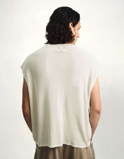 Bershka Worker T-shirt med patch i beige, 4 af 6