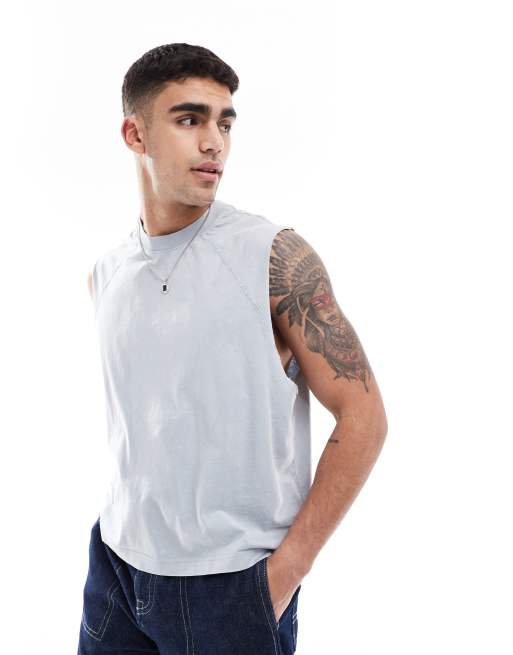Bershka - Worker tanktop in grijs 