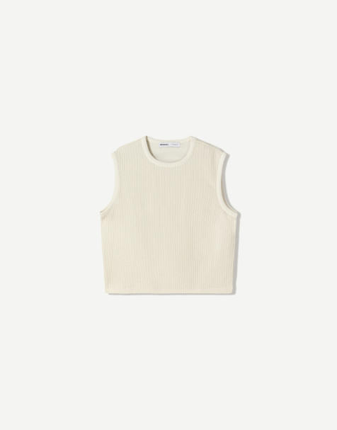 Bershka worker waistcoat in white - view 1