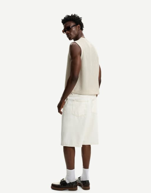 Bershka worker waistcoat in white