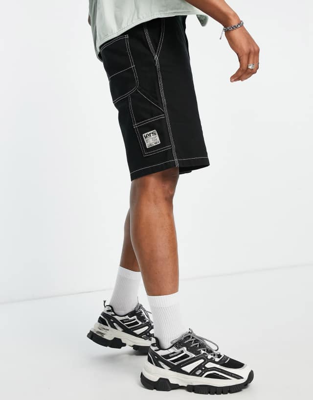 Bershka workwear shorts in black