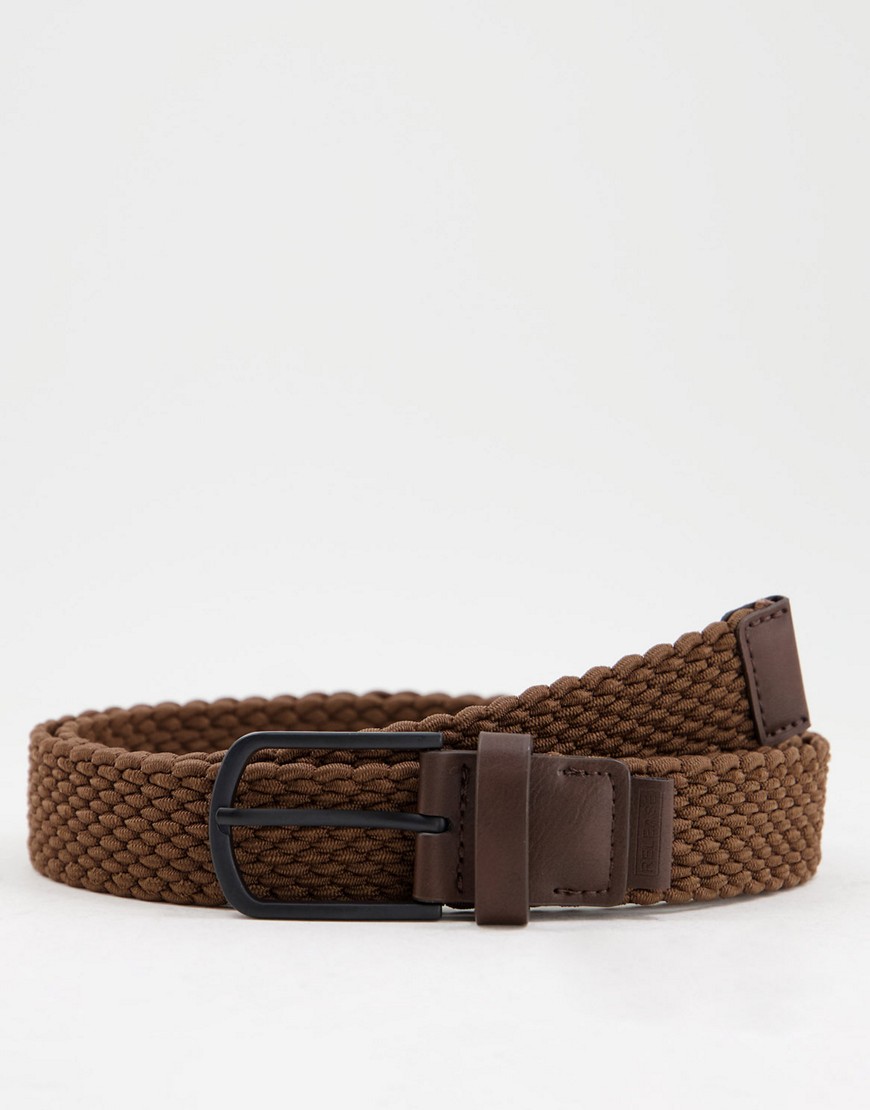 Bershka woven belt in brown