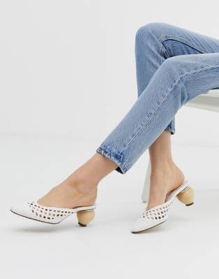 woven mules white