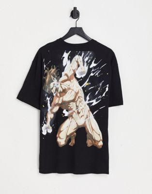 Bershka x Attack Of The Titans t-shirt with print in black