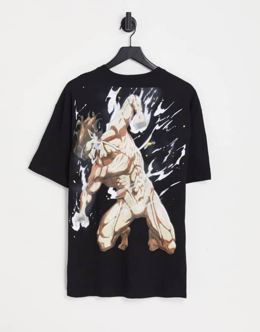 Bershka x Attack Of The Titans t shirt with print in black ASOS