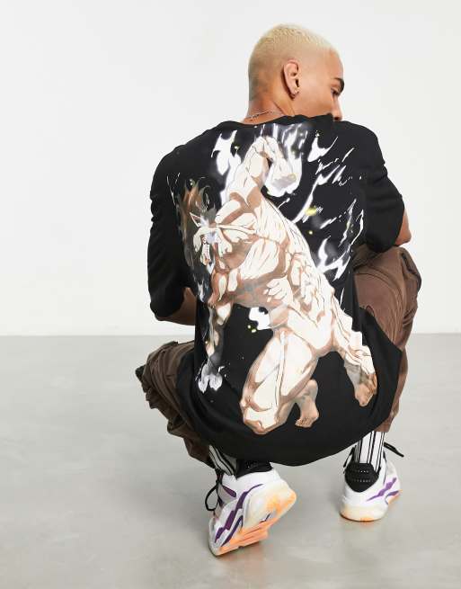 Bershka x Attack on Titan - T-shirt met print in zwart