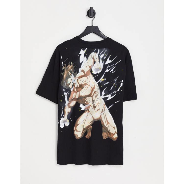 Bershka x Attack Of The Titans t-shirt with print in black