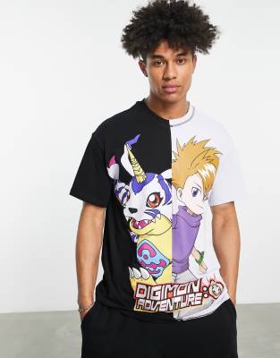 Bershka x digimon oversized t-shirt in black