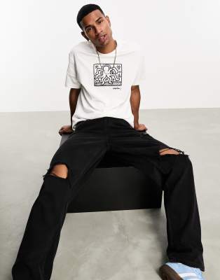 Bershka x Keith Haring t shirt in white ASOS