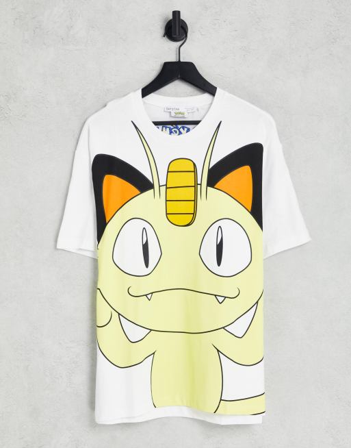 Bershka x pokemon – Biały T-shirt z nadrukiem
