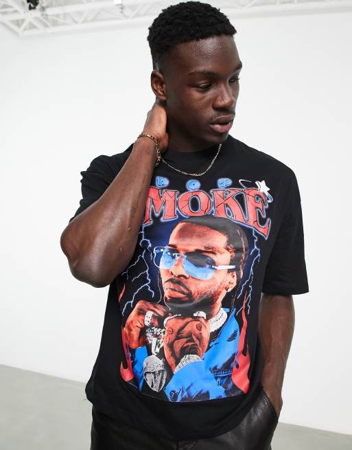 Bershka x Pop Smoke - T-shirt met print in zwart