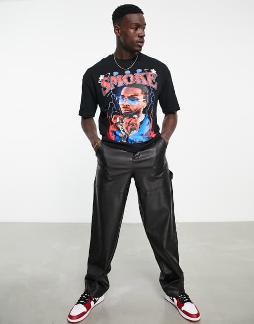 Bershka x Pop Smoke - T-shirt met print in zwart, 3 van 4