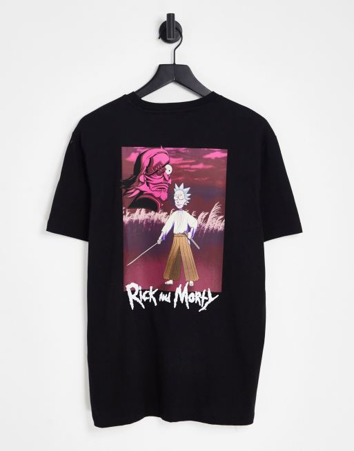 Bershka x rick and morty printed t shirt in black