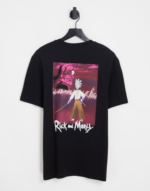 Bershka x Rick and Morty - Sort T-shirt med print