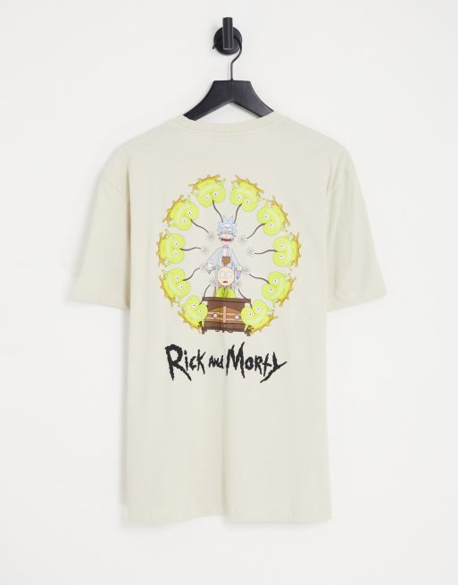 Bershka x Rick and Morty T shirt color pietra con stampa sulla schiena