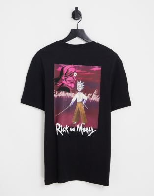 Bershka x Rick and Morty - T-shirt met print in zwart