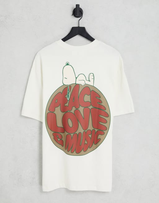 Bershka x snoopy printed T shirt in white