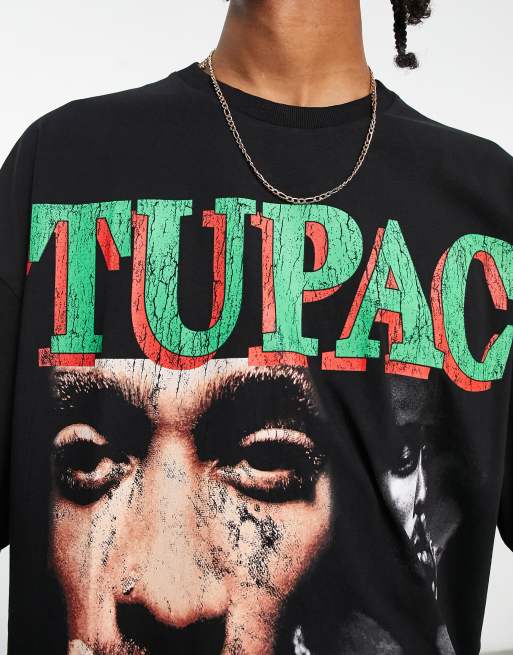 Bershka x Tupac printed t shirt in black