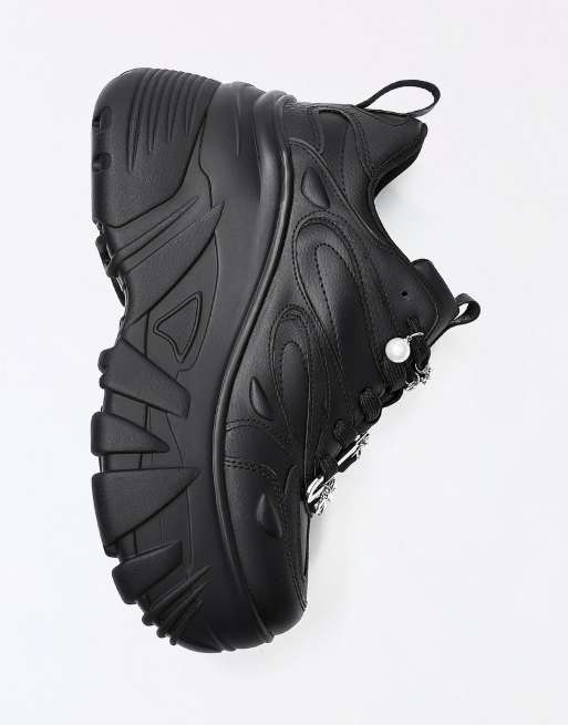 Bershka Xl platform trainers in black, 6 of 7