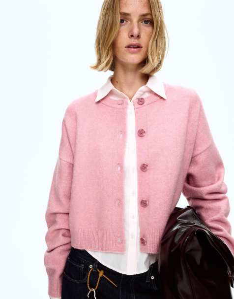 Bershka - Zacht vest met knopen in roze - view 1