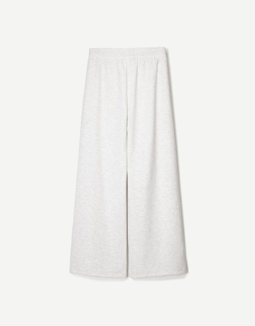 Bershka - Zachte broek met wijde pijpen in lichtgrijs, 4 van 4