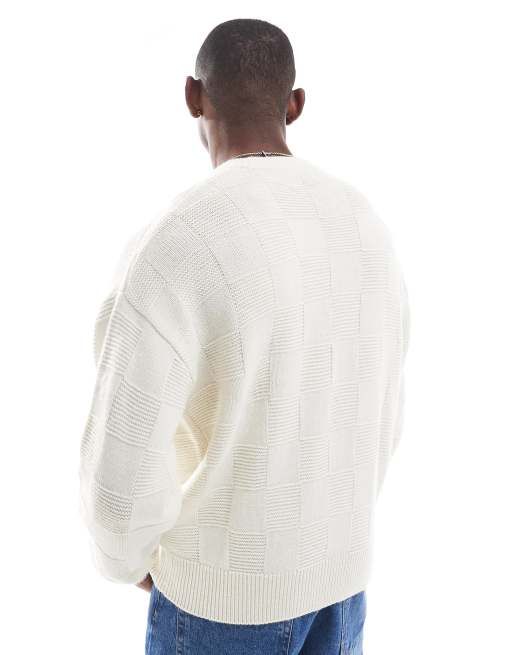 Bershka – Żakardowy dzianinowy sweter w kolorze ecru , 4 z 4