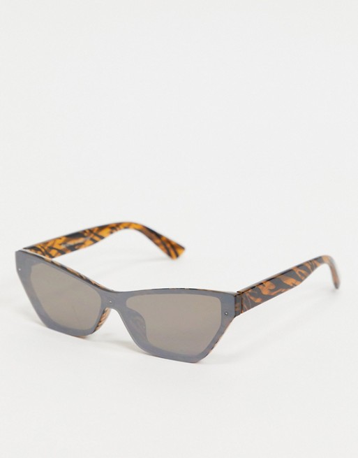 Bershka zebra print framed cat eye sunglasses in black