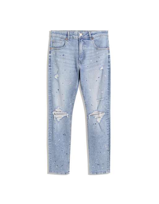 Bershka – Zerrissene Jeans in Hellblau, 3 von 4