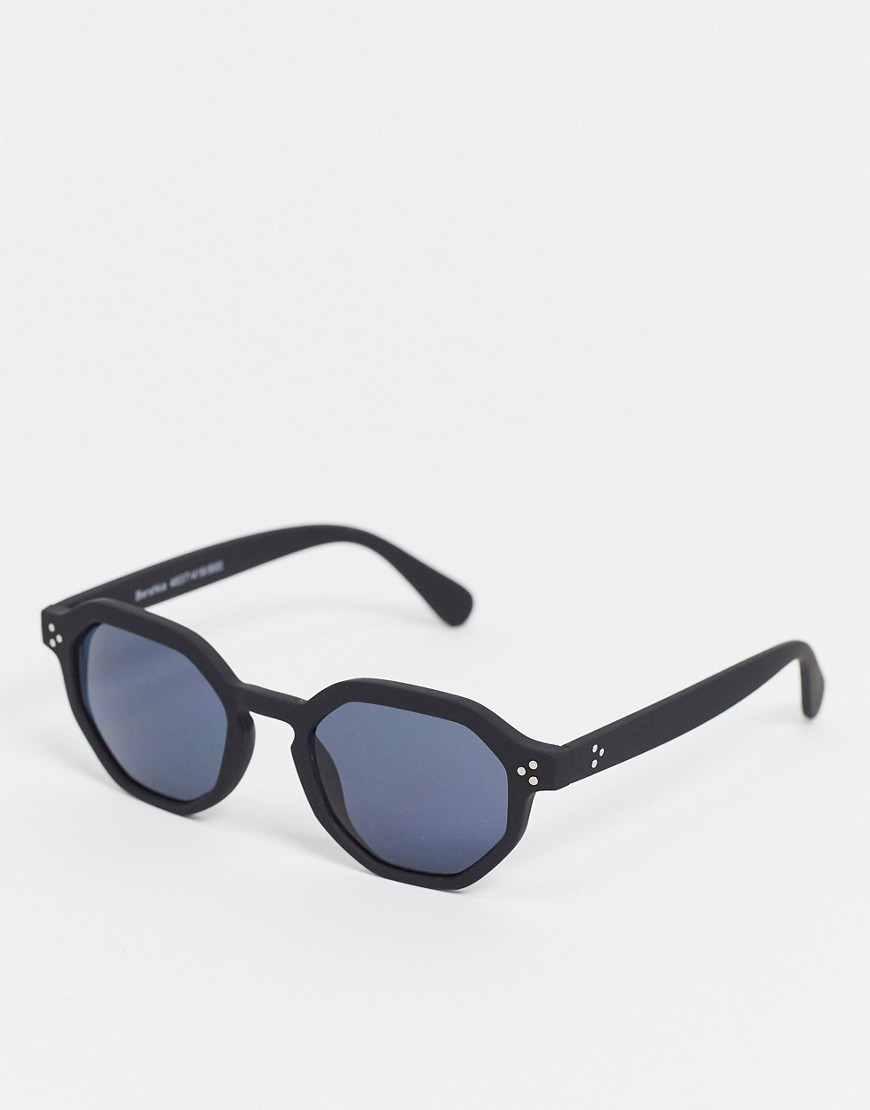 Bershka - Zeshoekige zonnebril in zwart