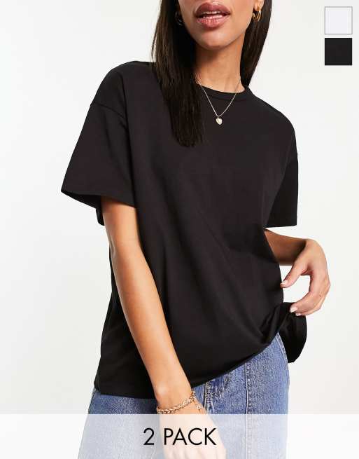 Bershka – Zestaw 2 T-shirtów oversize w kolorach czarnym i białym