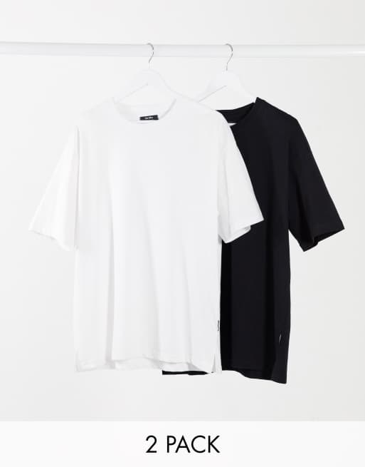 Bershka – Zestaw 2 T-shirtów oversize w kolorze czarnym i białym