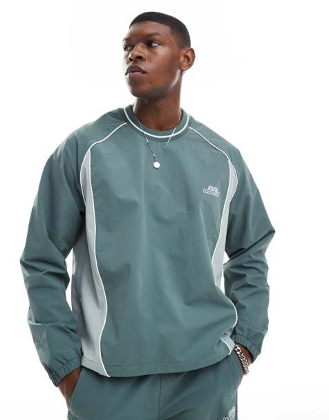 Bershka retro sport panelled co-ord t-shirt in green