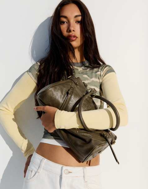 Bershka Zip bag in khaki - view 1