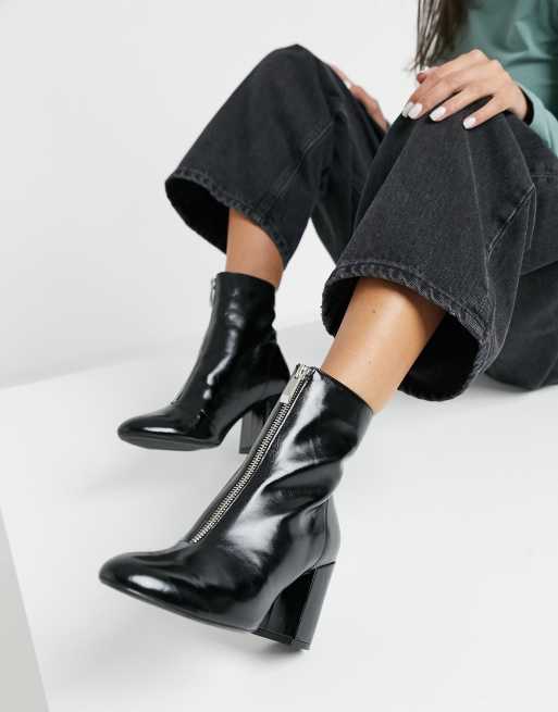 Bershka patent store ankle boot