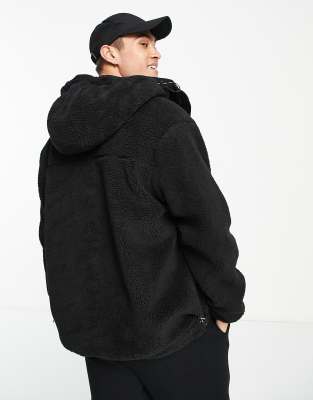 bershka black teddy coat