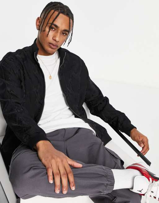 Bershka zip through co ord tracksuit jacket in black snake print