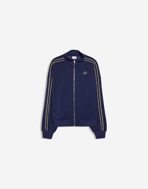 Bershka zip-through piqué-jakke med piping i navy, 5 af 5
