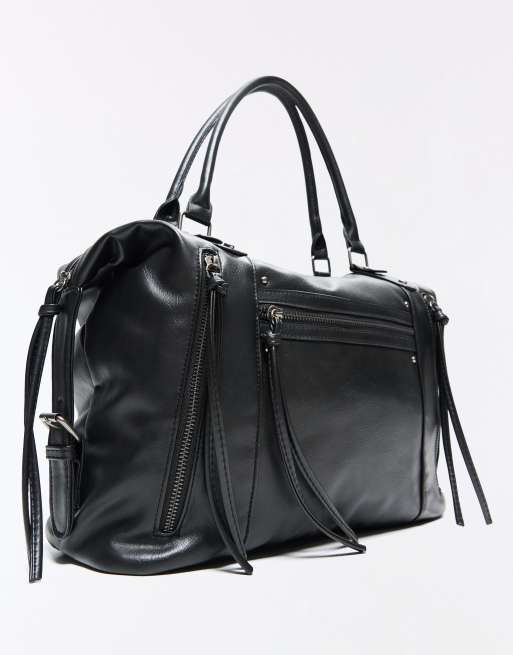 Bershka Zip-up bowling bag in black, 3 of 5