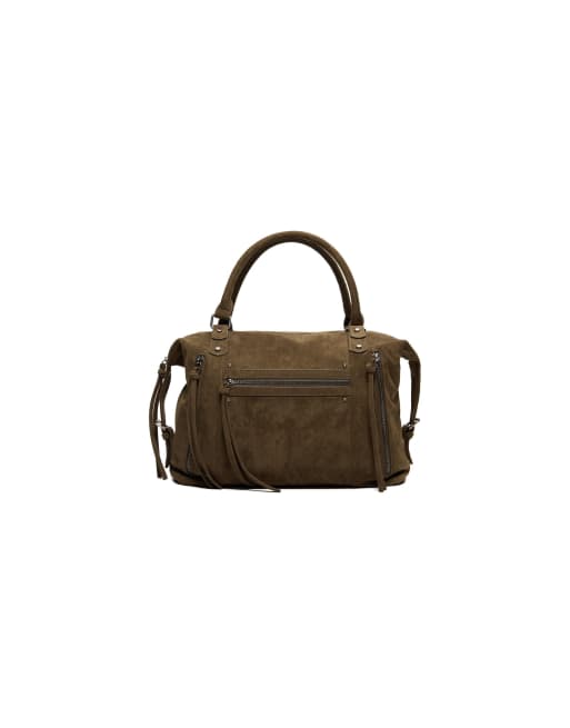 Bershka Zip-up bowling bag in khaki, 5 of 5