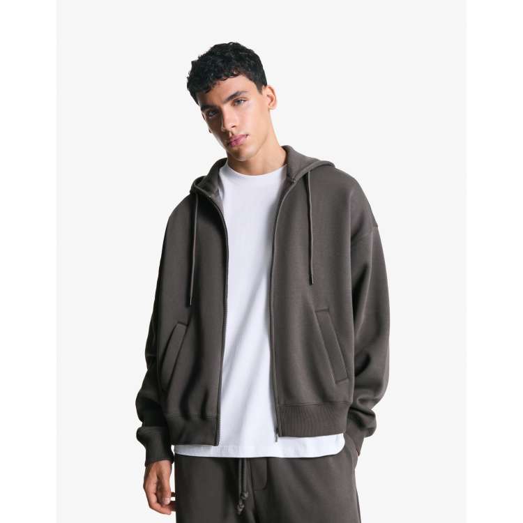 Bershka Zip-up hoodie in grey | ASOS