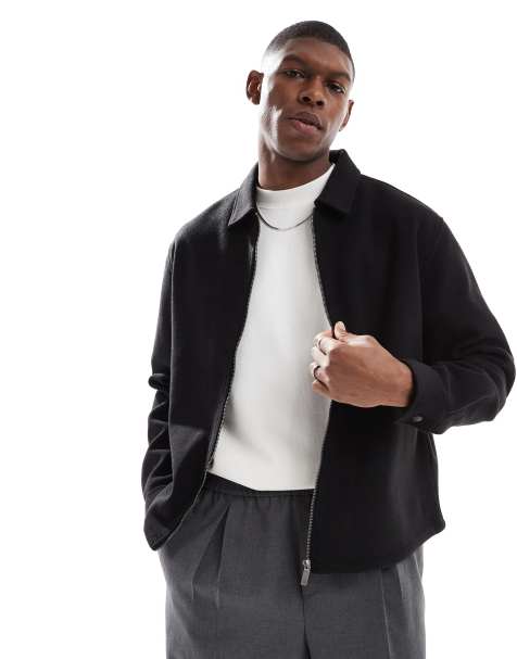 Bershka zip up jacket in black - view 1