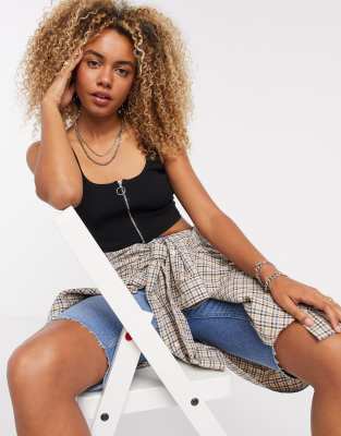 zip up cropped top