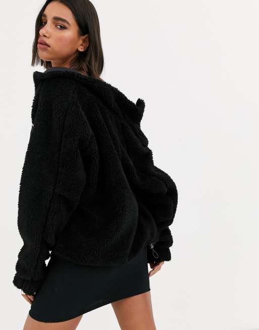 Black teddy zip sales up jacket