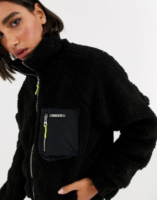 black zip up fleece jacket