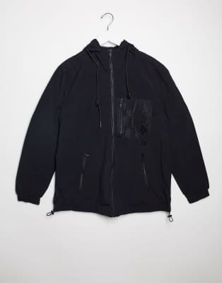 black zip up windbreaker