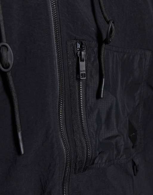 Bershka zip up windbreaker jacket in black deals