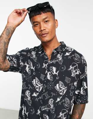 Bershka zodiac print shirt in black - ASOS Price Checker