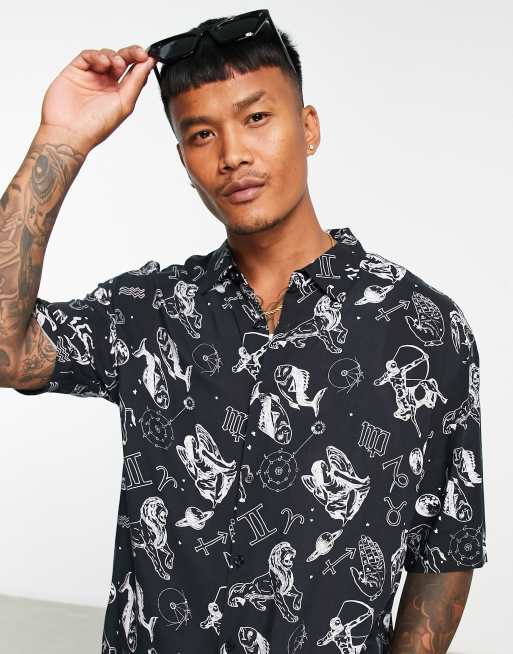 Bershka zodiac print shirt in black | ASOS